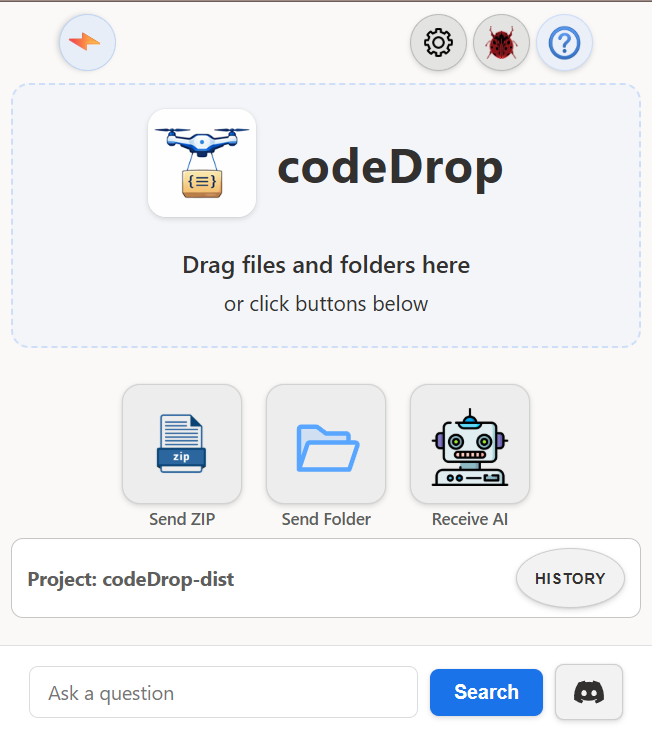 CodeDrop main interface